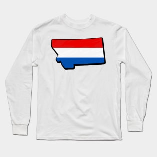 Red, White, and Blue Montana Outline Long Sleeve T-Shirt